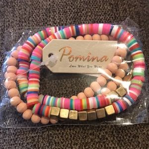 Boho pastel layered stretch bracelet NWT